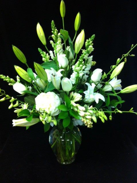 White Roses Lilium Vase