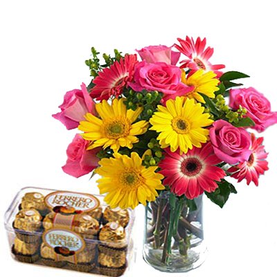 Ferror Box with Mix Flowers Vase