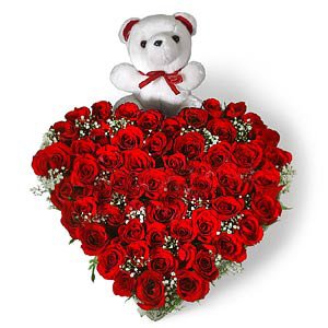 heart shaped 50 red roses arrangement