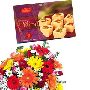 Mix Flowers with Soan Papdi