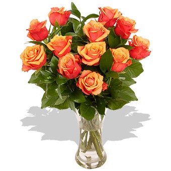 Orange Roses Vase Arrangement