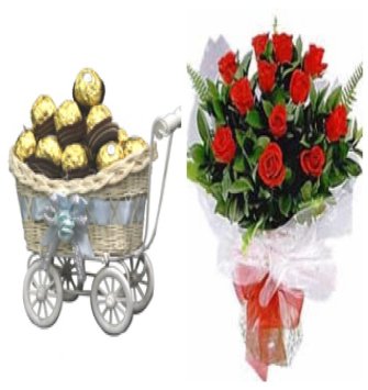 Ferrero Trolly and Red Roses