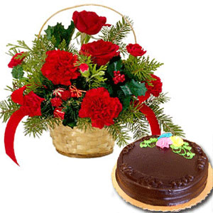 Red Flowers with Cake
