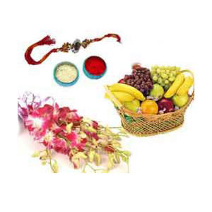 Rakhi with Flowers and Fruits Pack C1124