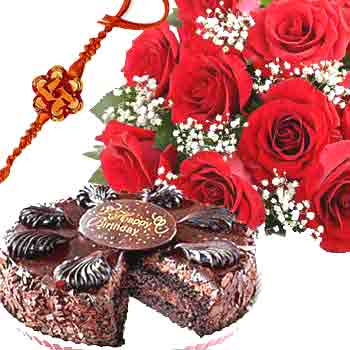 Rakhi Pack with Cake and Roses C1083