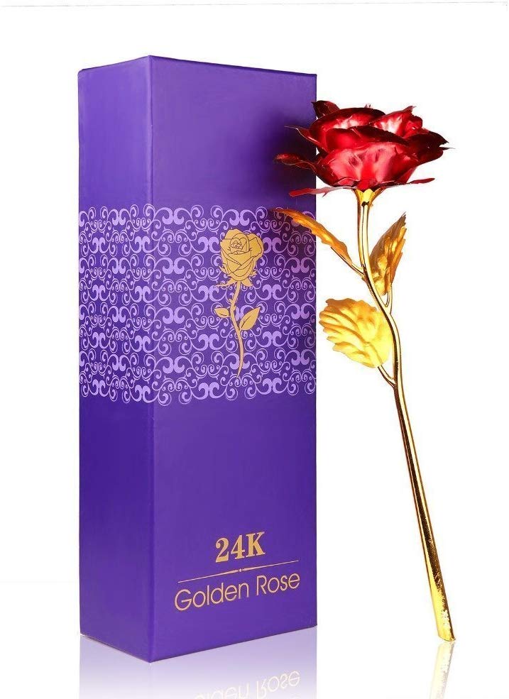 Red Rose (Artificial) 24k Gold Plated with Exclusive Gift Box