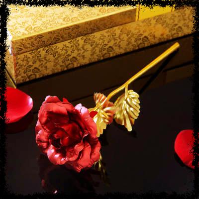 Gold Plated Red Rose