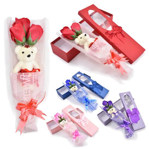 3 Roses and Teddy Bear Valentine Gift