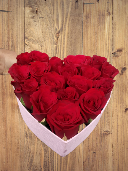 20 Red Roses Heart Shape Box Arrangement