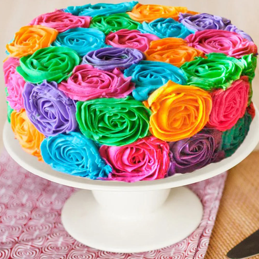 Multi color Rose Vanila Cake