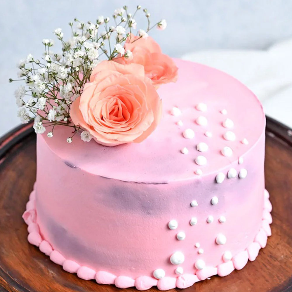Pink  Strawberry Rose Delight cake